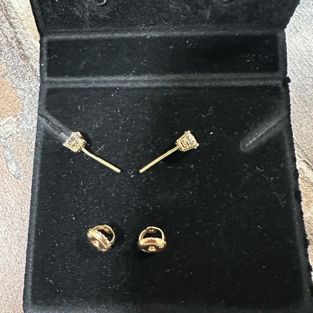 Gold Stud Earrings - Picture 6 of 7